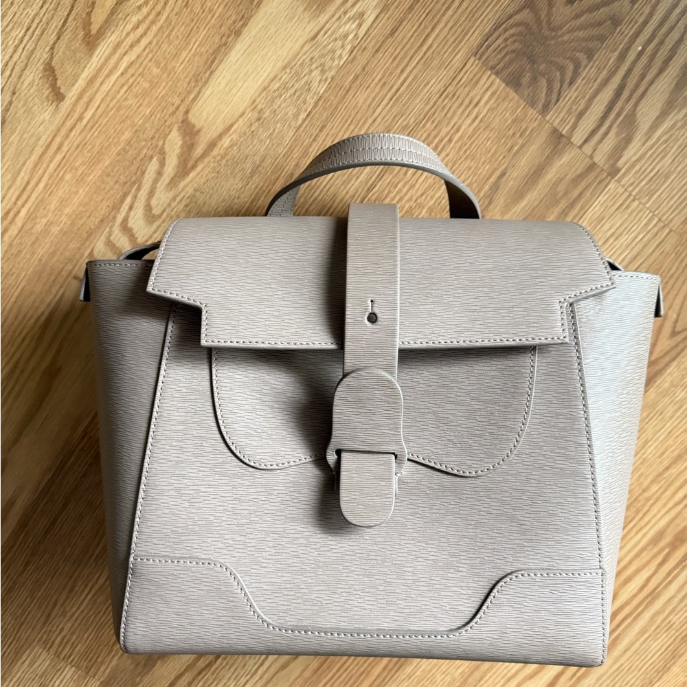 Senreve Neutral Taupe Structured Leather Backpack
